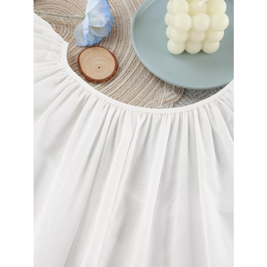 Tie Neck Puff Sleeve Lounge Dress Apparel and Accessories