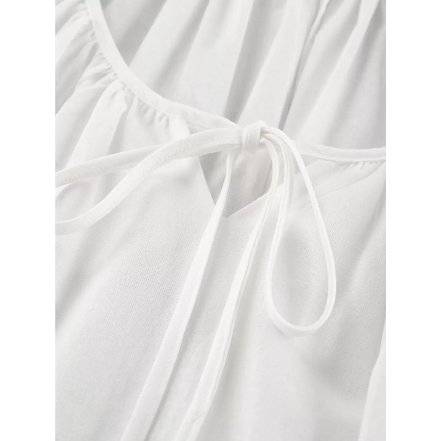Tie Neck Puff Sleeve Lounge Dress Apparel and Accessories