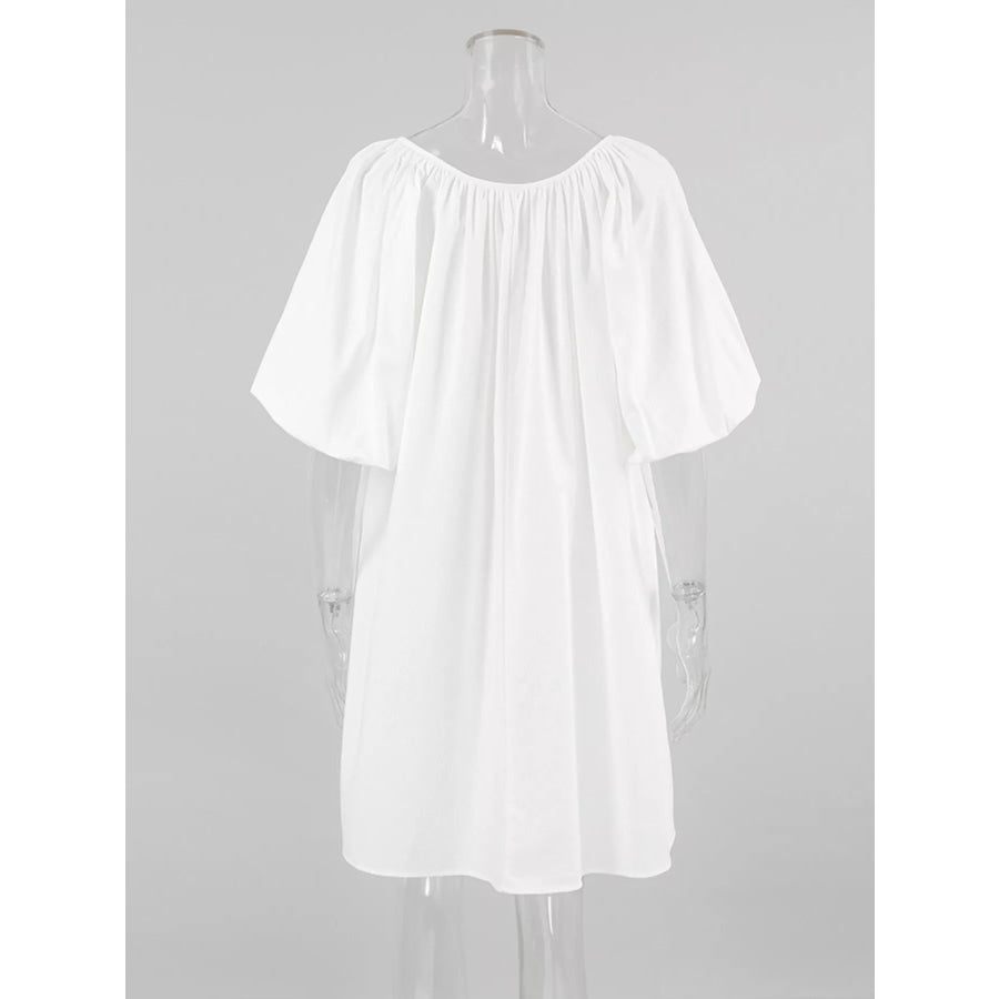 Tie Neck Puff Sleeve Lounge Dress Apparel and Accessories