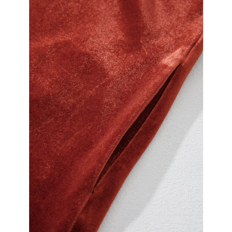 Tie Neck Puff Sleeve Velvet Dress Apparel and Accessories