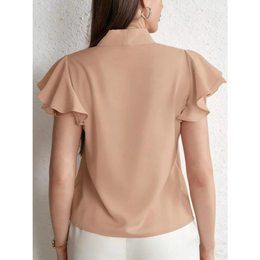 Tie-Neck Ruffle Sleeve Blouse Apparel and Accessories