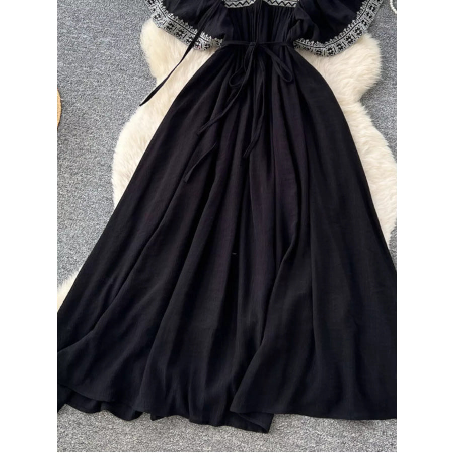 Tie Neck Short Sleeve Dress Apparel and Accessories