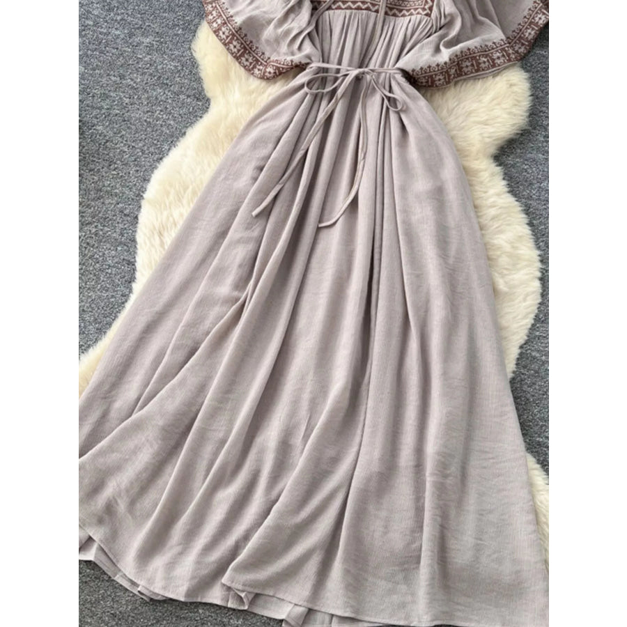 Tie Neck Short Sleeve Dress Apparel and Accessories