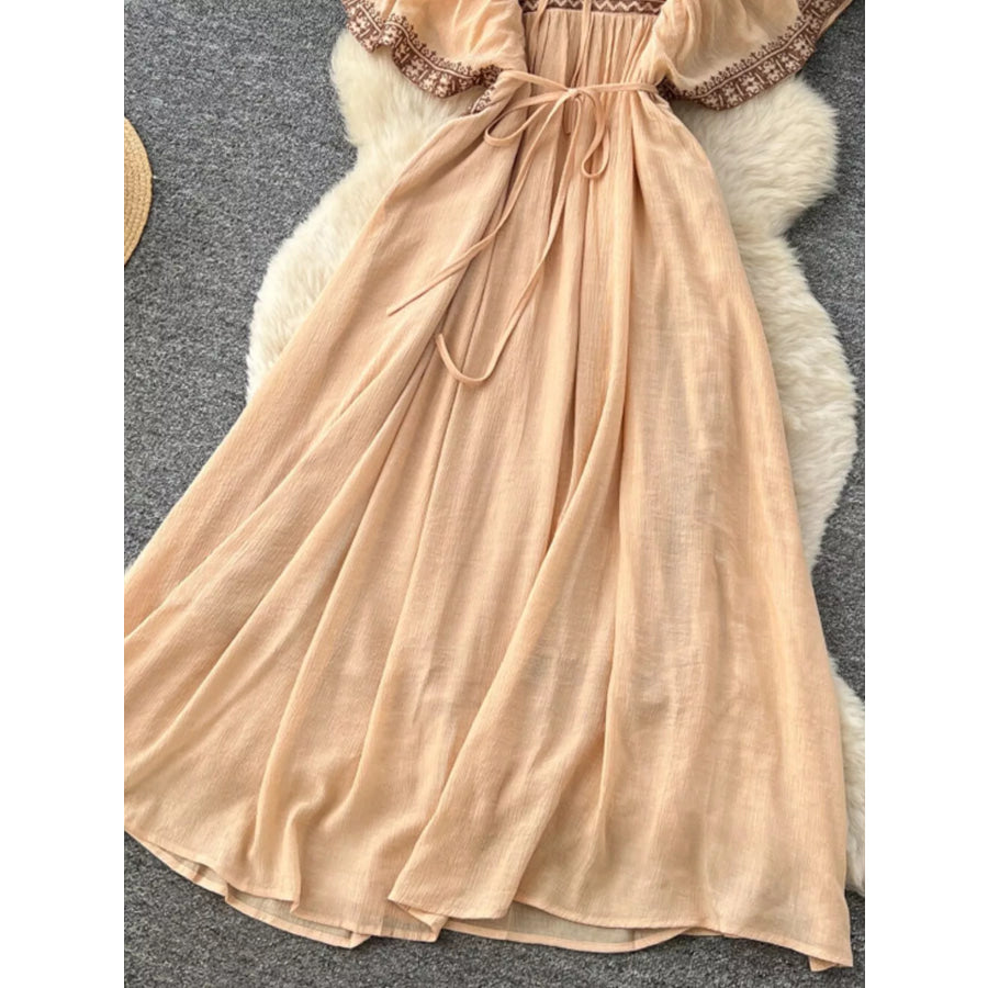 Tie Neck Short Sleeve Dress Apparel and Accessories