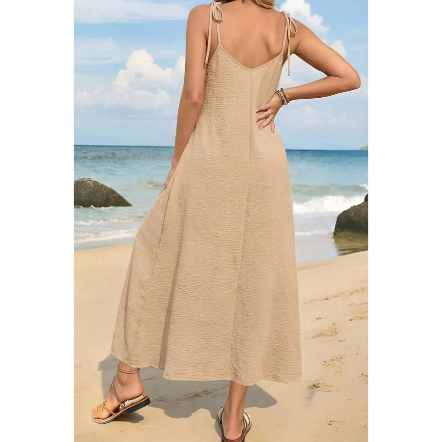 Tie-Shoulder Flowy Midi Dress Apparel and Accessories