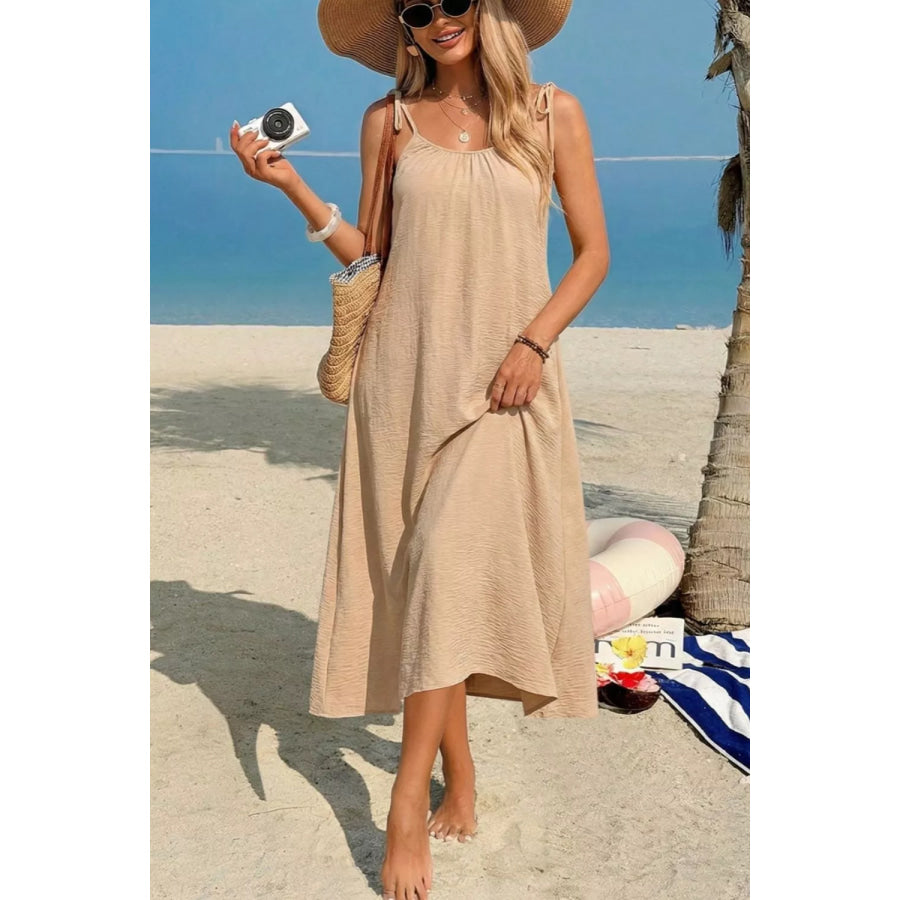 Tie-Shoulder Flowy Midi Dress Apparel and Accessories
