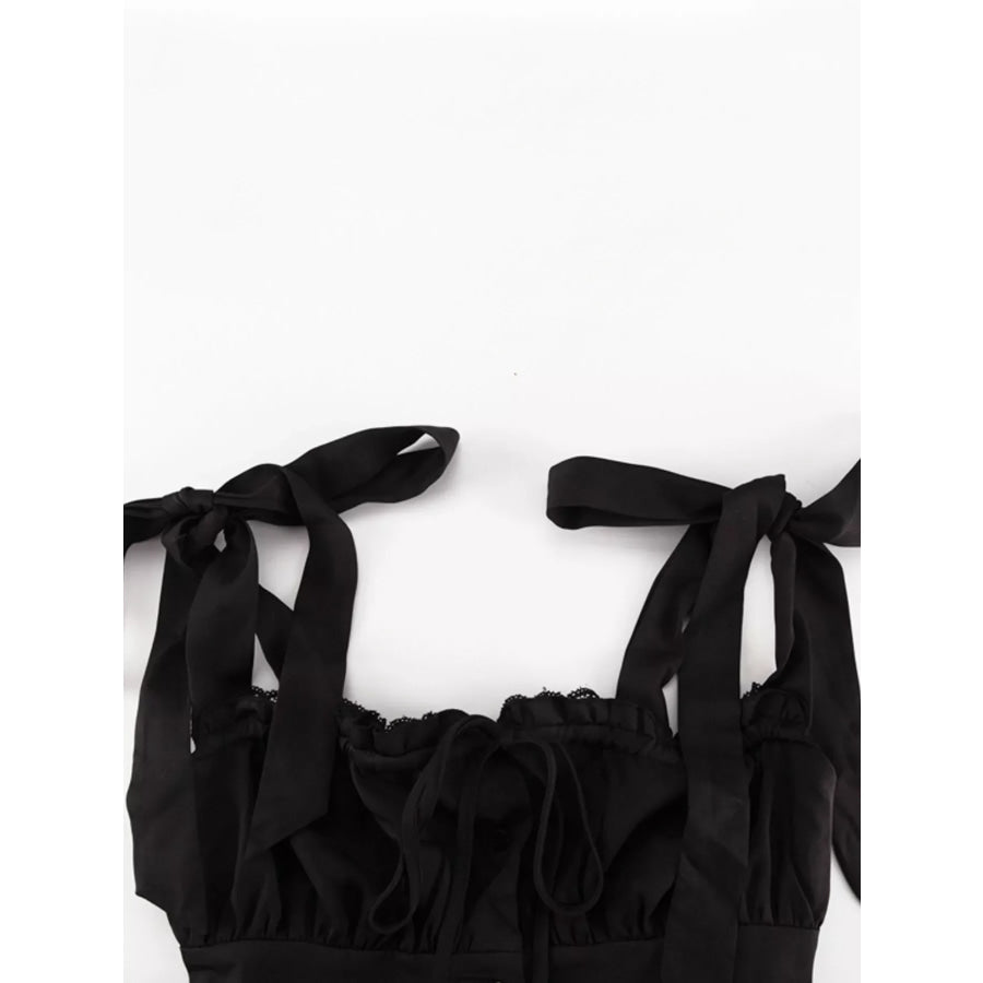 Tie-Shoulder Ruffled Mini Dress Apparel and Accessories