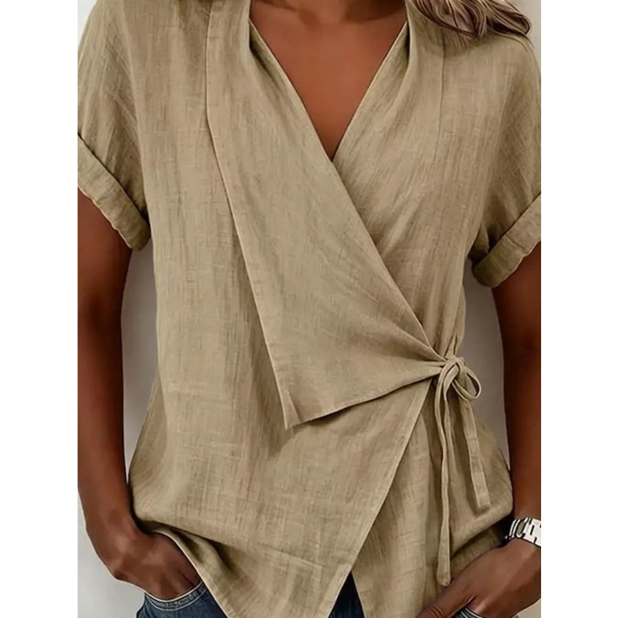 Tie-Side Detail Wrap Top Apparel and Accessories