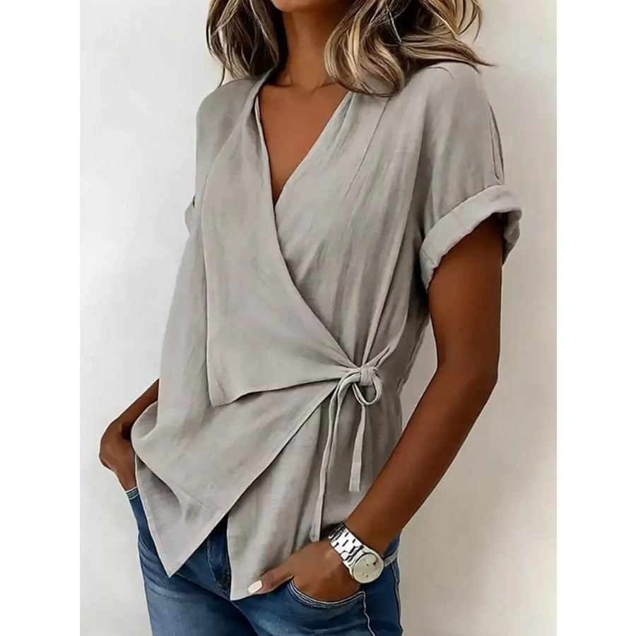 Tie-Side Detail Wrap Top Apparel and Accessories