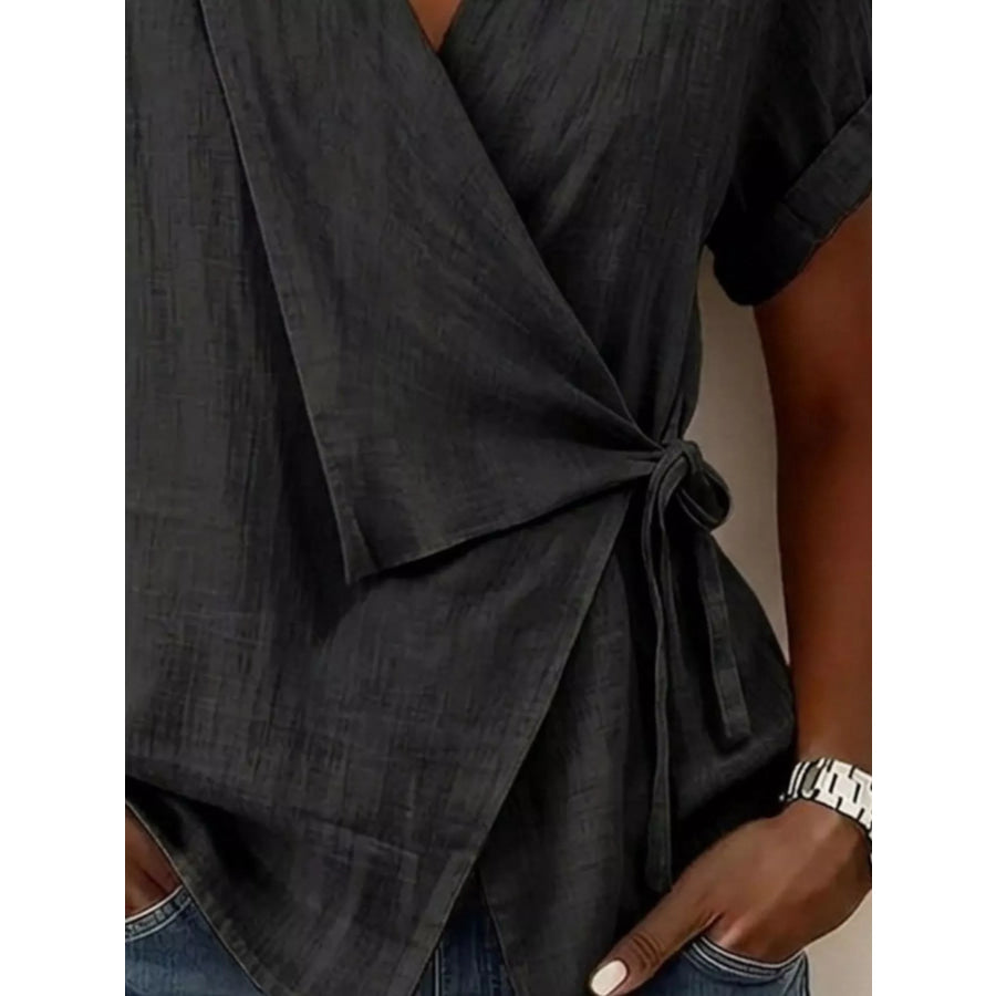 Tie-Side Detail Wrap Top Apparel and Accessories