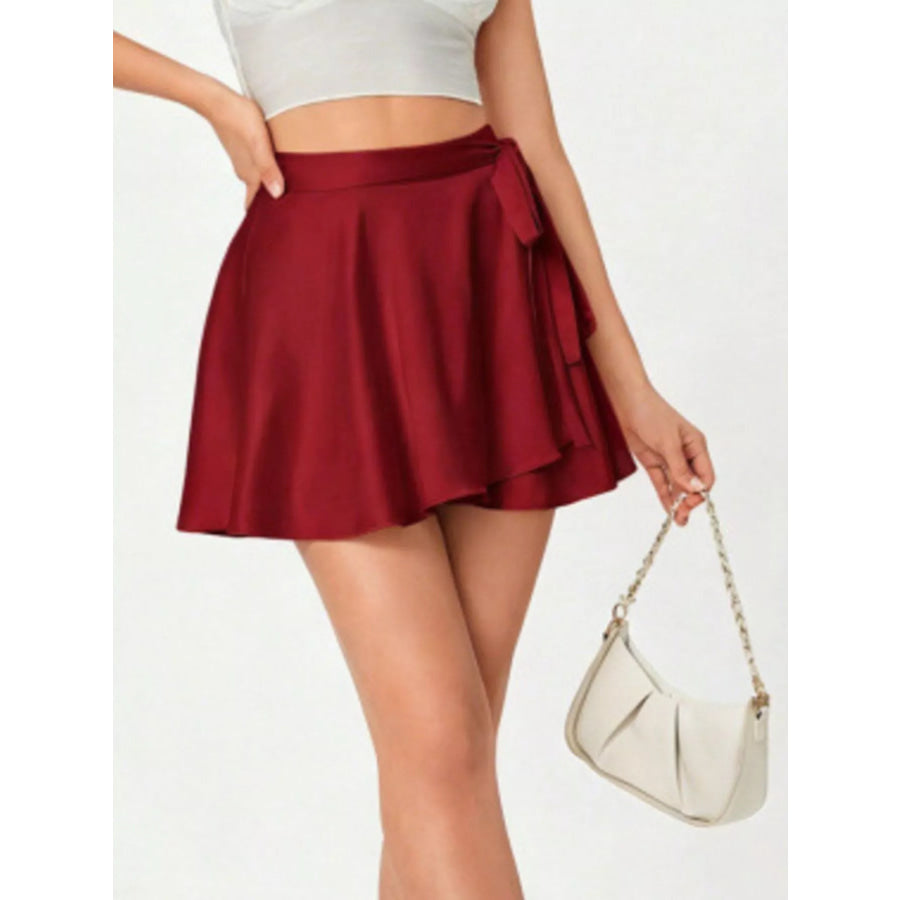 Tie Side Flared Skirt Apparel and Accessories