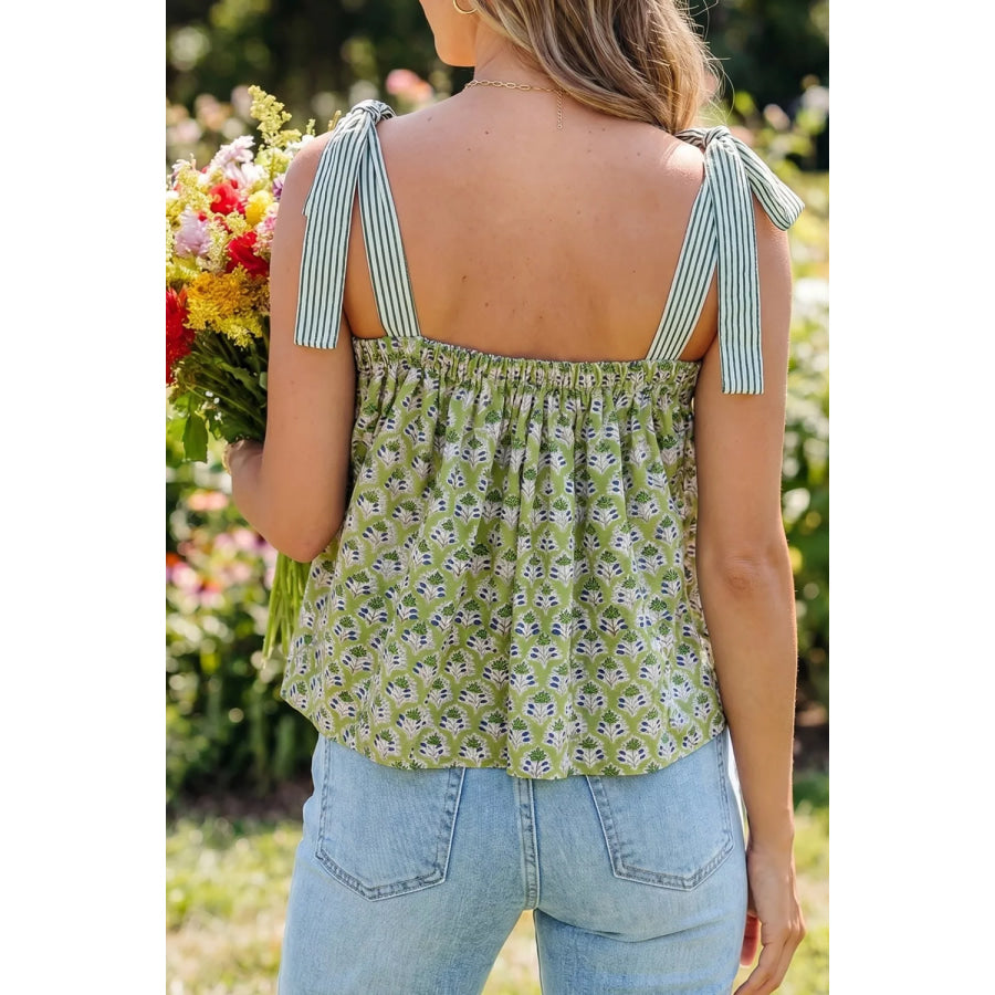 Tie-Strap Floral Print Tank Apparel and Accessories