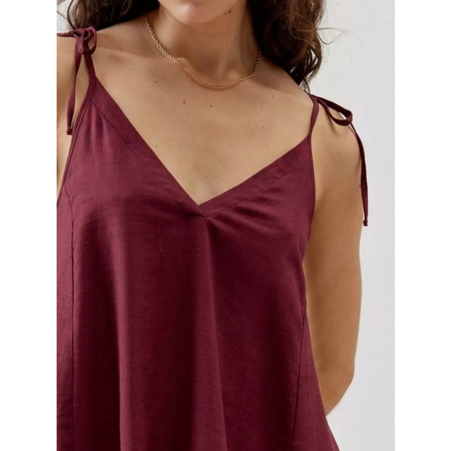 Tie-Strap Ruffle Hem Cami Apparel and Accessories