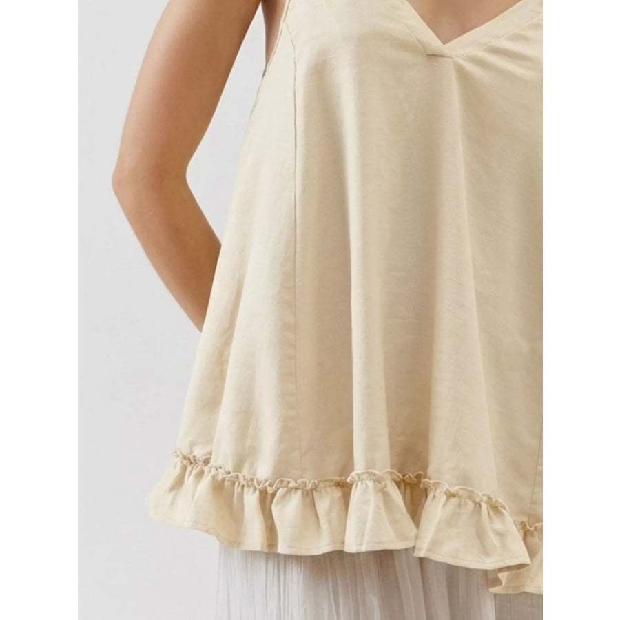 Tie-Strap Ruffle Hem Cami Apparel and Accessories