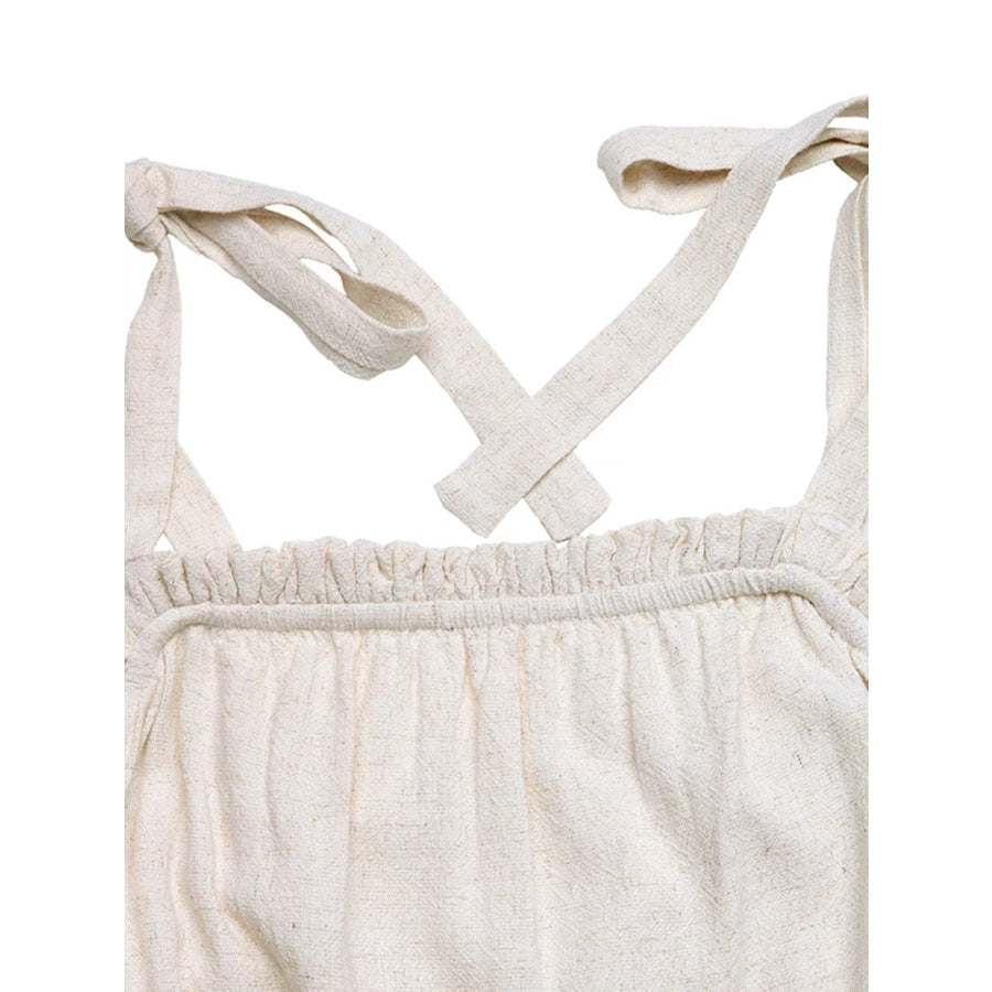 Tie Strap Tassel Hem Romper Apparel and Accessories
