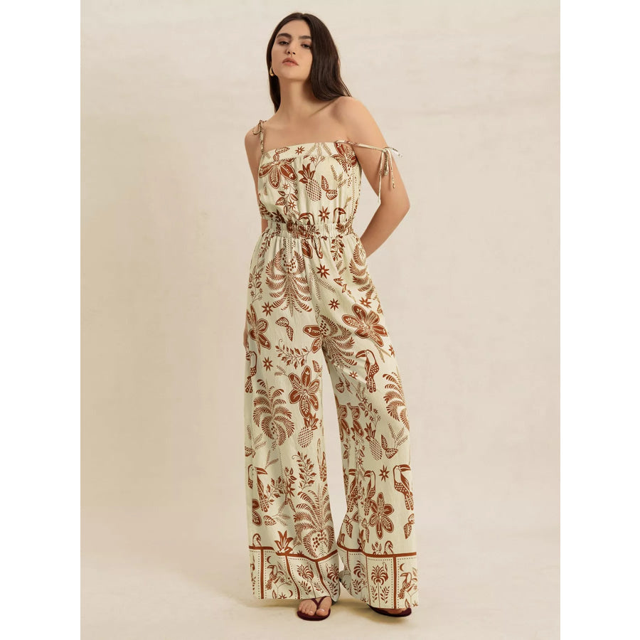 Tie Strap Wide Leg Jumpsuit Apparel and Accessories
