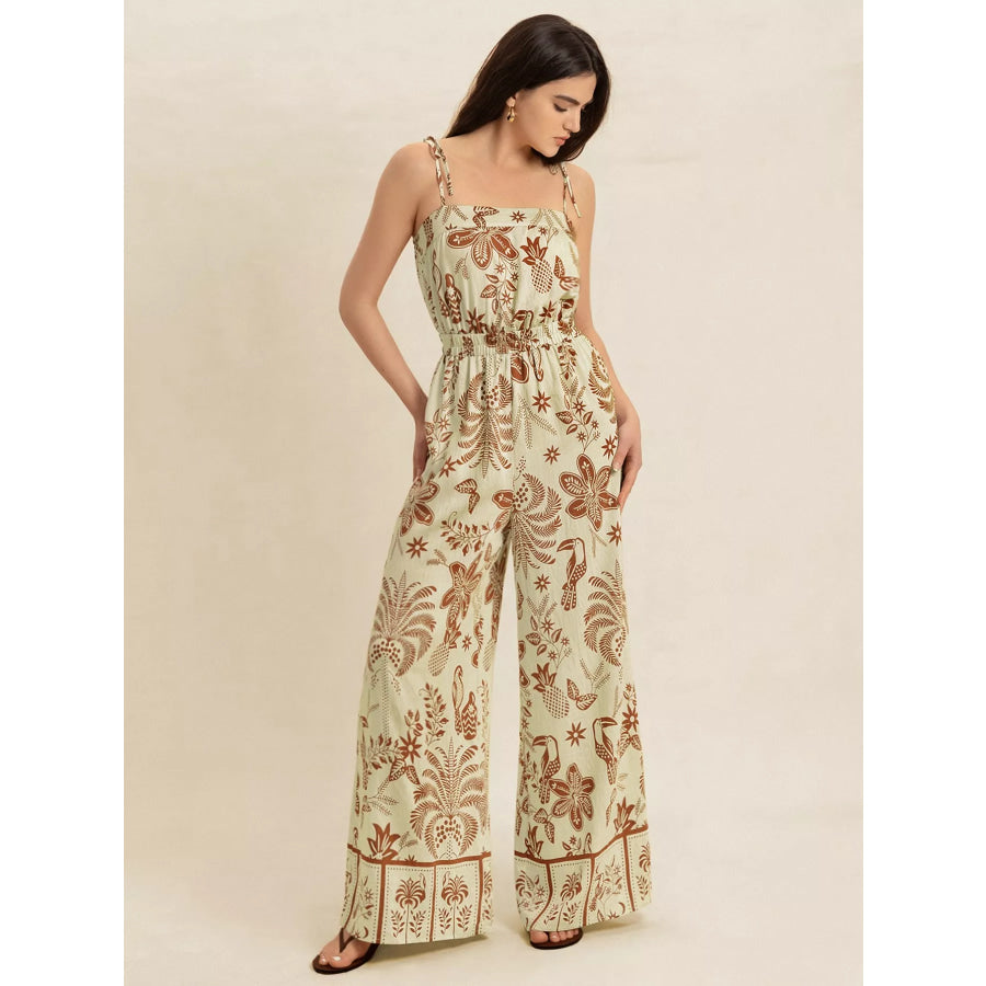 Tie Strap Wide Leg Jumpsuit Apparel and Accessories
