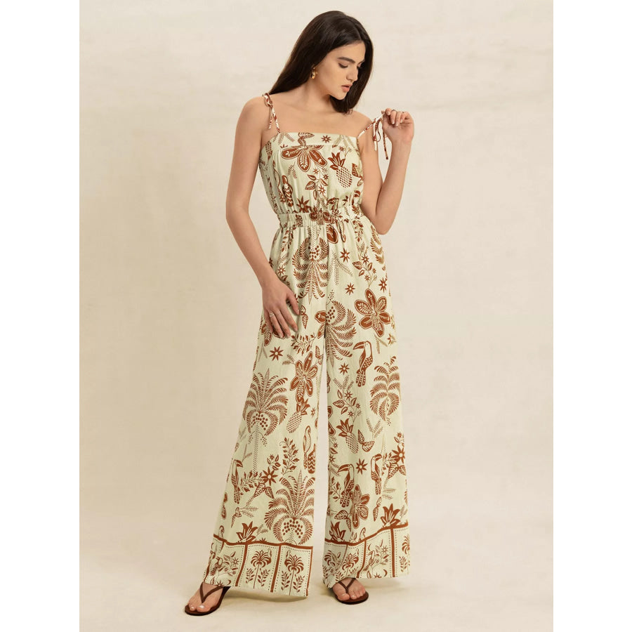 Tie Strap Wide Leg Jumpsuit Apparel and Accessories