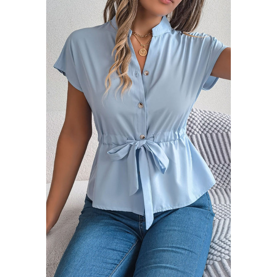Tie Waist Button-Down Shirt Apparel and Accessories