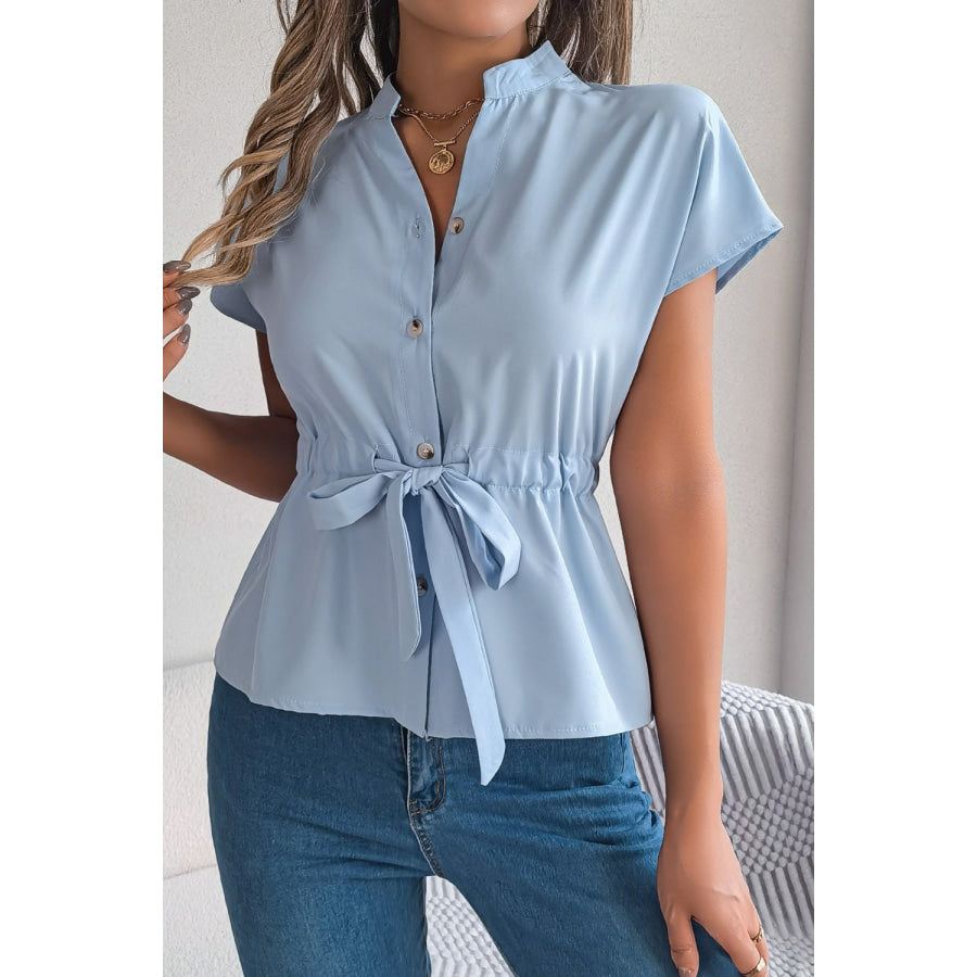 Tie Waist Button-Down Shirt Apparel and Accessories