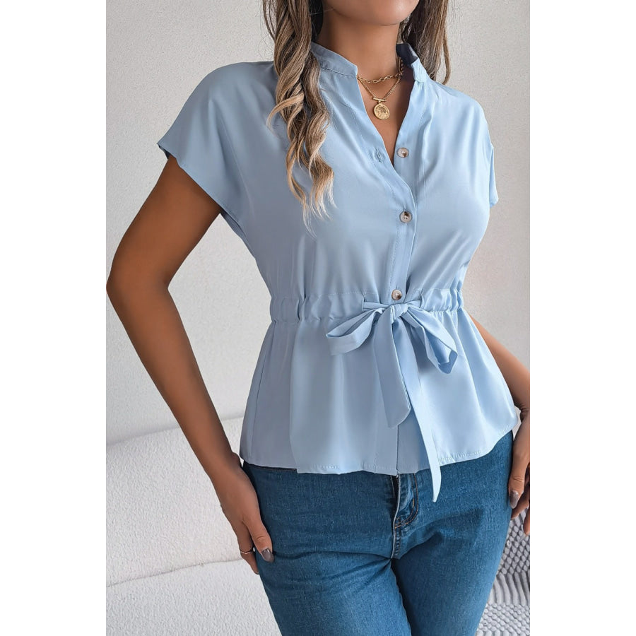 Tie Waist Button-Down Shirt Apparel and Accessories