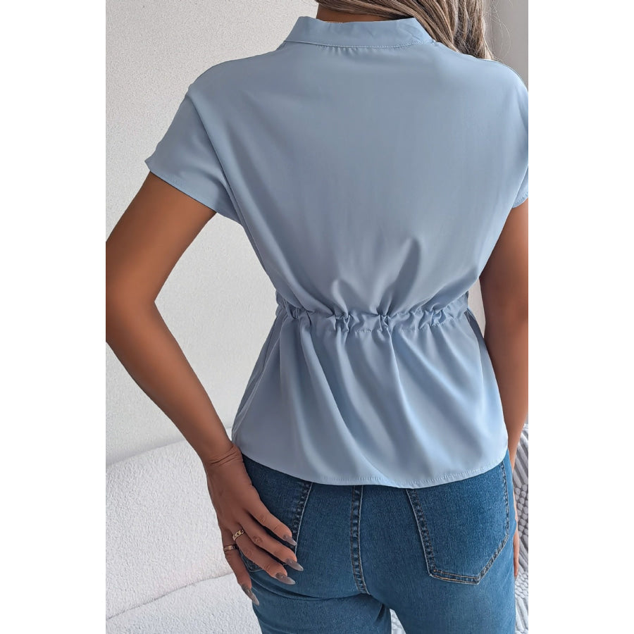Tie Waist Button-Down Shirt Apparel and Accessories