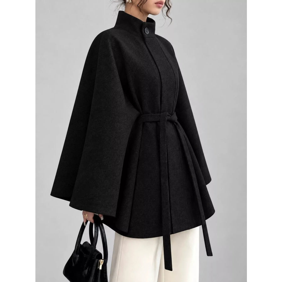 Tie Waist Cape Outerwear Apparel and Accessories
