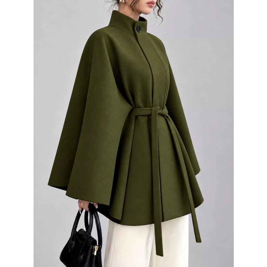 Tie Waist Cape Outerwear Apparel and Accessories
