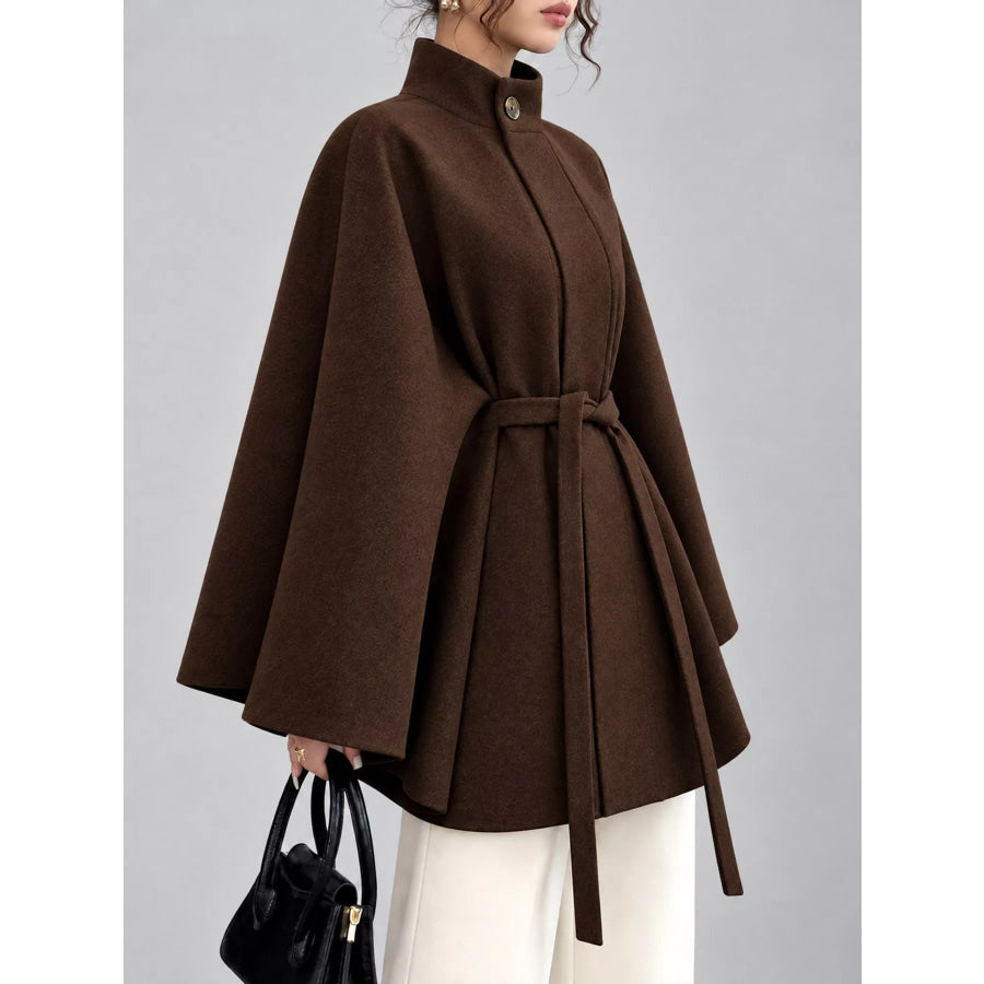 Tie Waist Cape Outerwear Apparel and Accessories