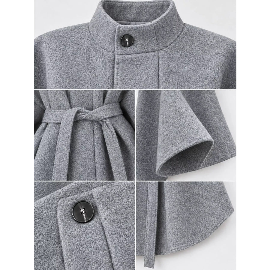 Tie Waist Cape Outerwear Apparel and Accessories