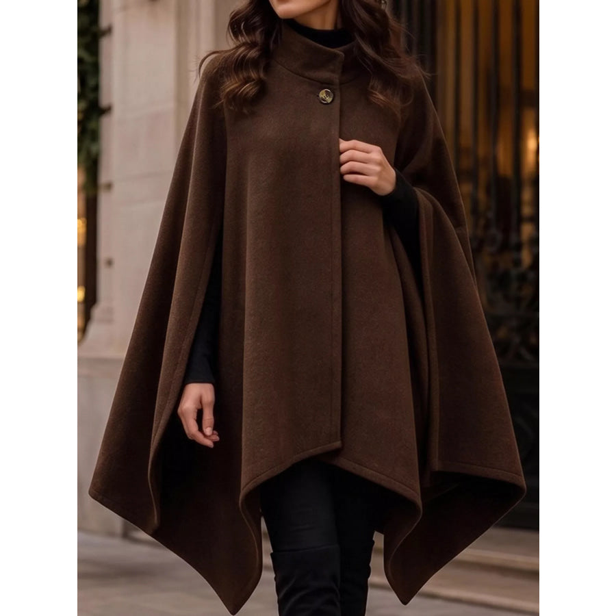 Tie Waist Cape Outerwear Coffee Brown-13806 / S Apparel and Accessories