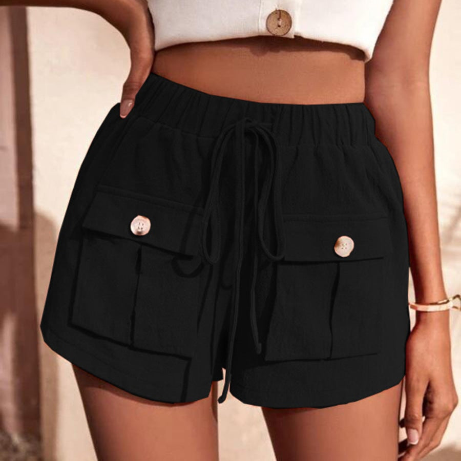 Tie Waist Cargo Shorts Black / S