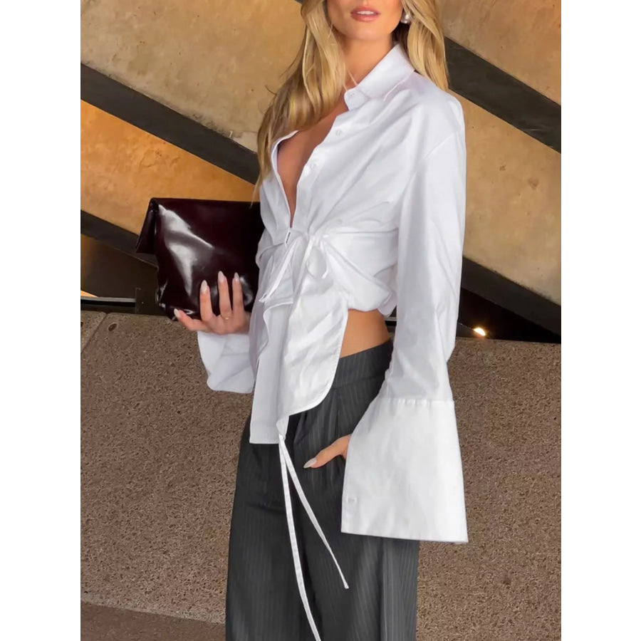 Tie-Waist Detail Wrap-Front Shirt Apparel and Accessories