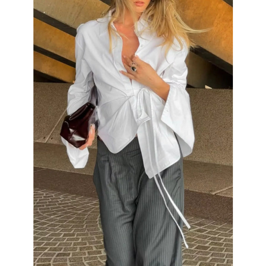 Tie-Waist Detail Wrap-Front Shirt Apparel and Accessories