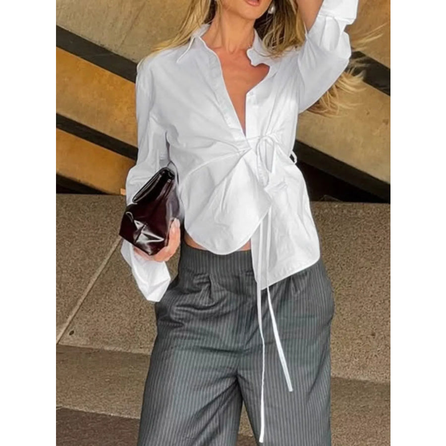 Tie-Waist Detail Wrap-Front Shirt Apparel and Accessories