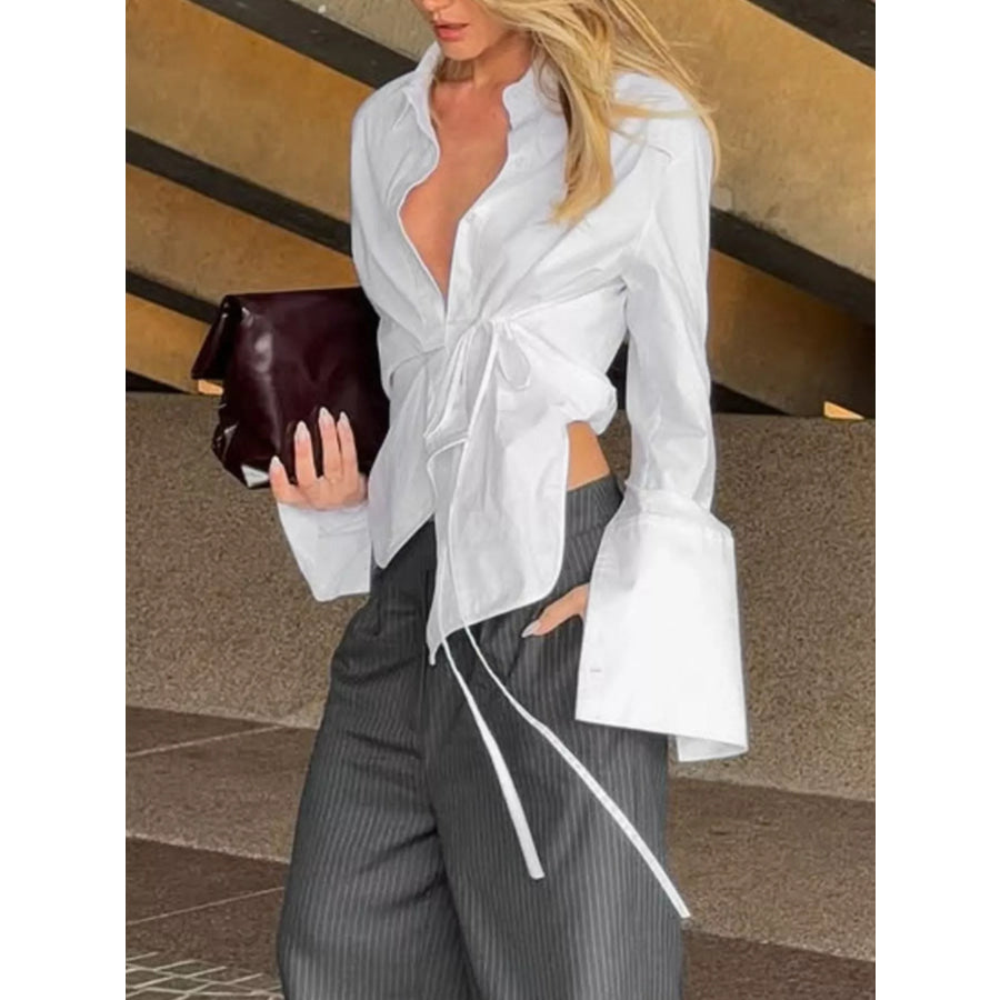 Tie-Waist Detail Wrap-Front Shirt Apparel and Accessories