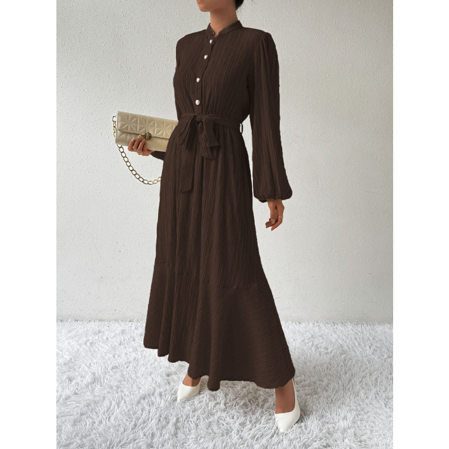 Tie Waist Long Sleeve Dress Apparel and Accessories