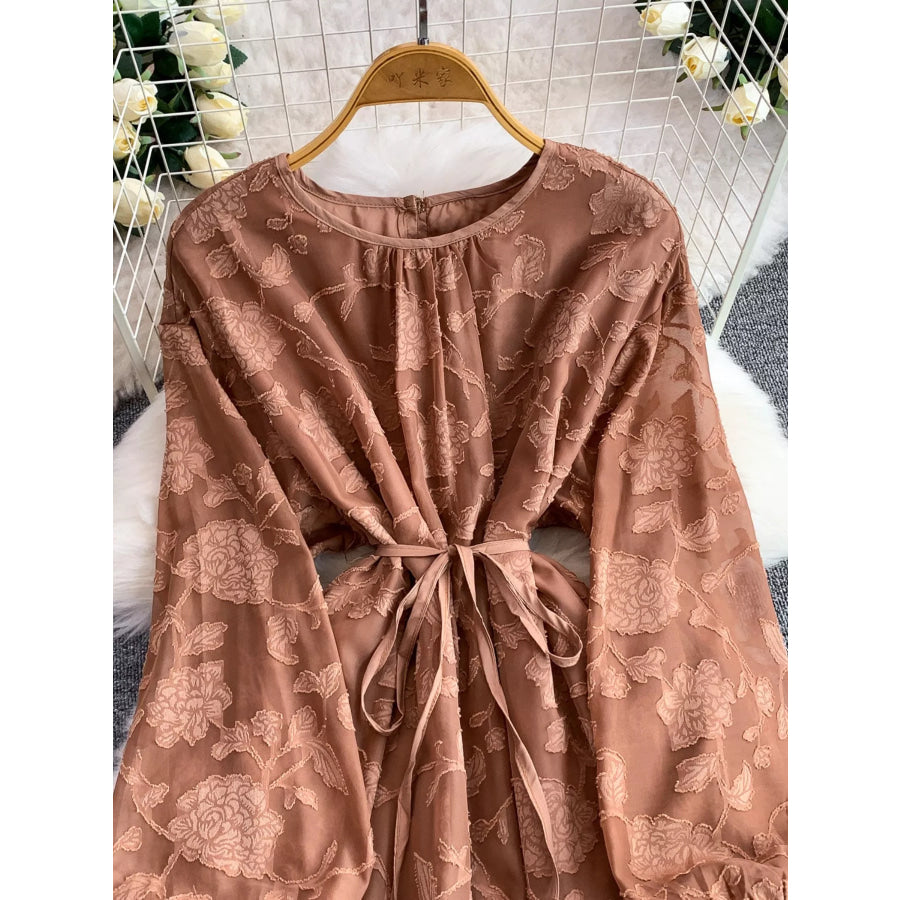 Tie Waist Long Sleeve Dress Apparel and Accessories