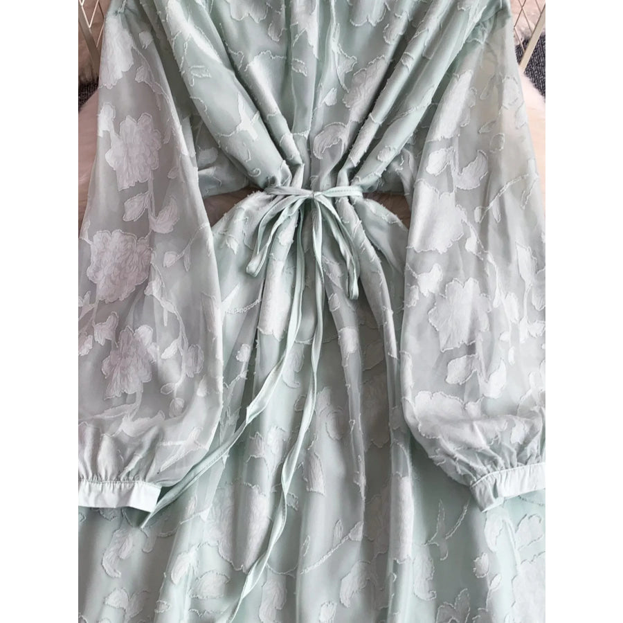 Tie Waist Long Sleeve Dress Apparel and Accessories