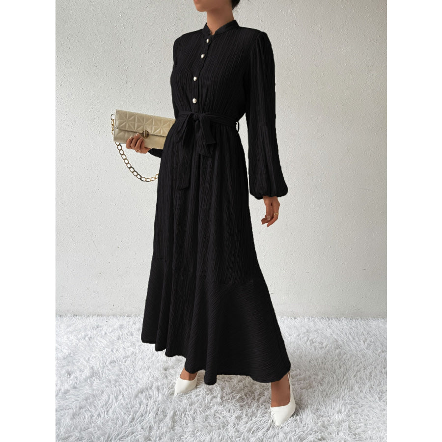 Tie Waist Long Sleeve Dress Apparel and Accessories