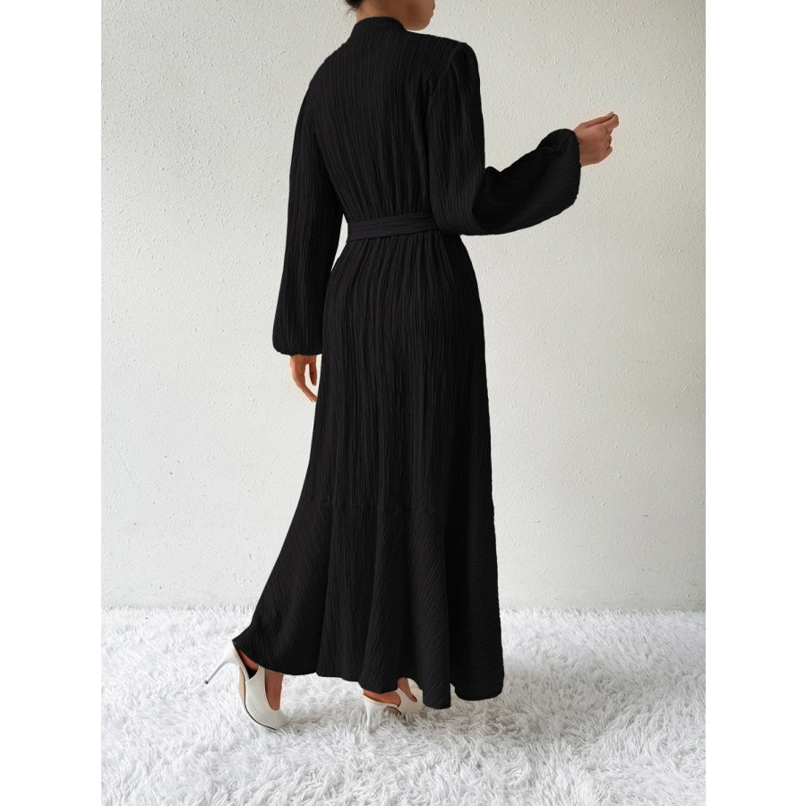 Tie Waist Long Sleeve Dress Apparel and Accessories