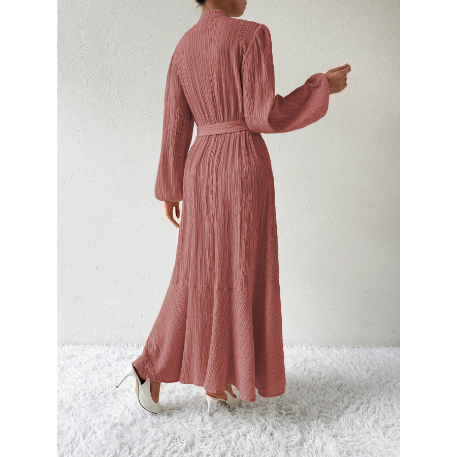 Tie Waist Long Sleeve Dress Apparel and Accessories