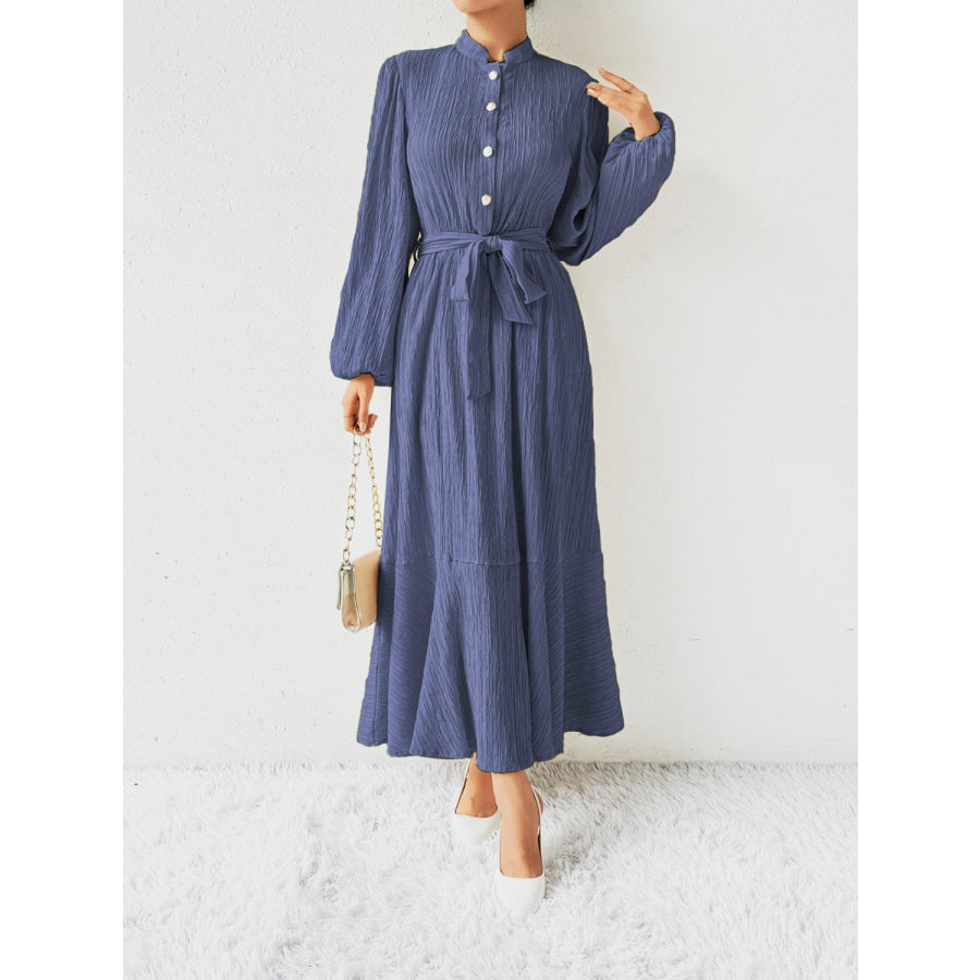 Tie Waist Long Sleeve Dress Apparel and Accessories