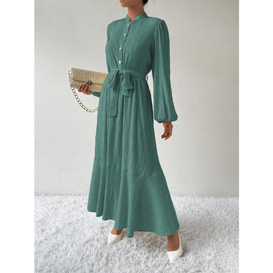 Tie Waist Long Sleeve Dress Apparel and Accessories