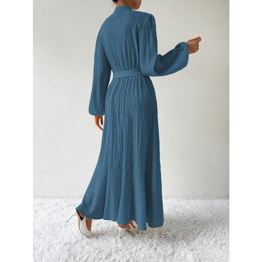 Tie Waist Long Sleeve Dress Apparel and Accessories