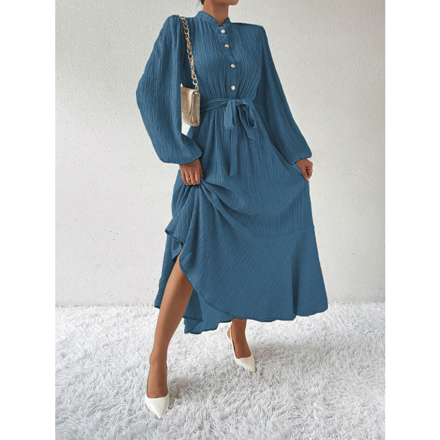 Tie Waist Long Sleeve Dress Apparel and Accessories