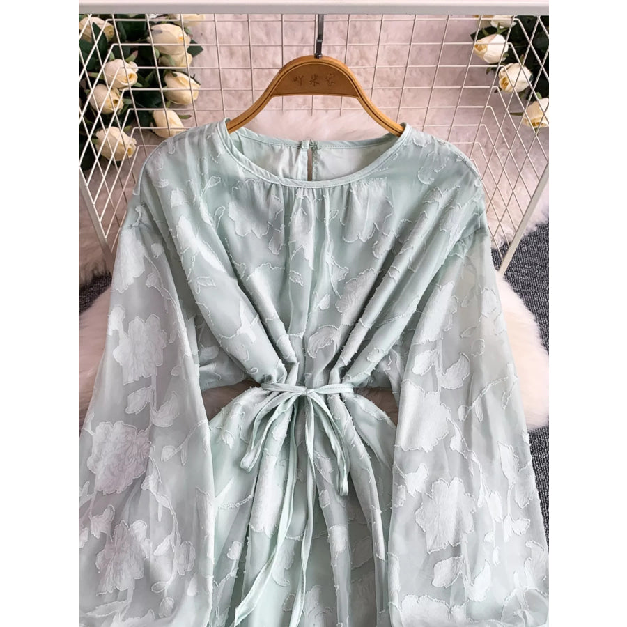 Tie Waist Long Sleeve Dress Apparel and Accessories