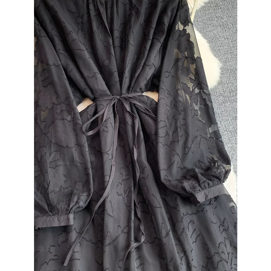 Tie Waist Long Sleeve Dress Apparel and Accessories