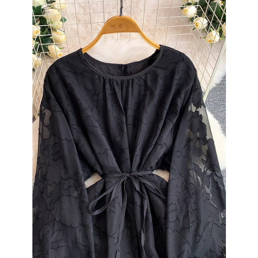 Tie Waist Long Sleeve Dress Apparel and Accessories