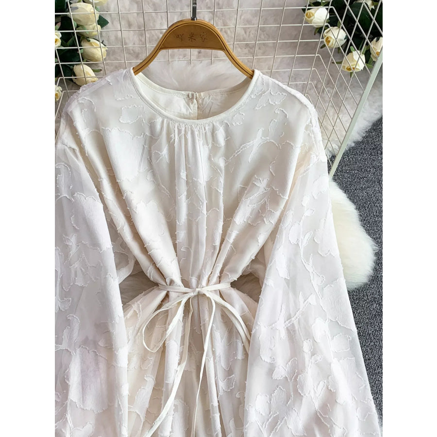 Tie Waist Long Sleeve Dress Apparel and Accessories